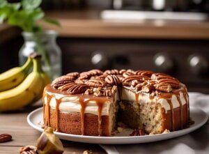 Banana Pecan Caramel Layer Cake