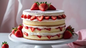 Vanilla Cake with Strawberry Filling