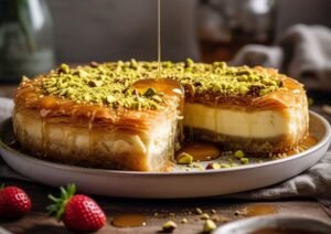 honey pistachio baklava cheesecake