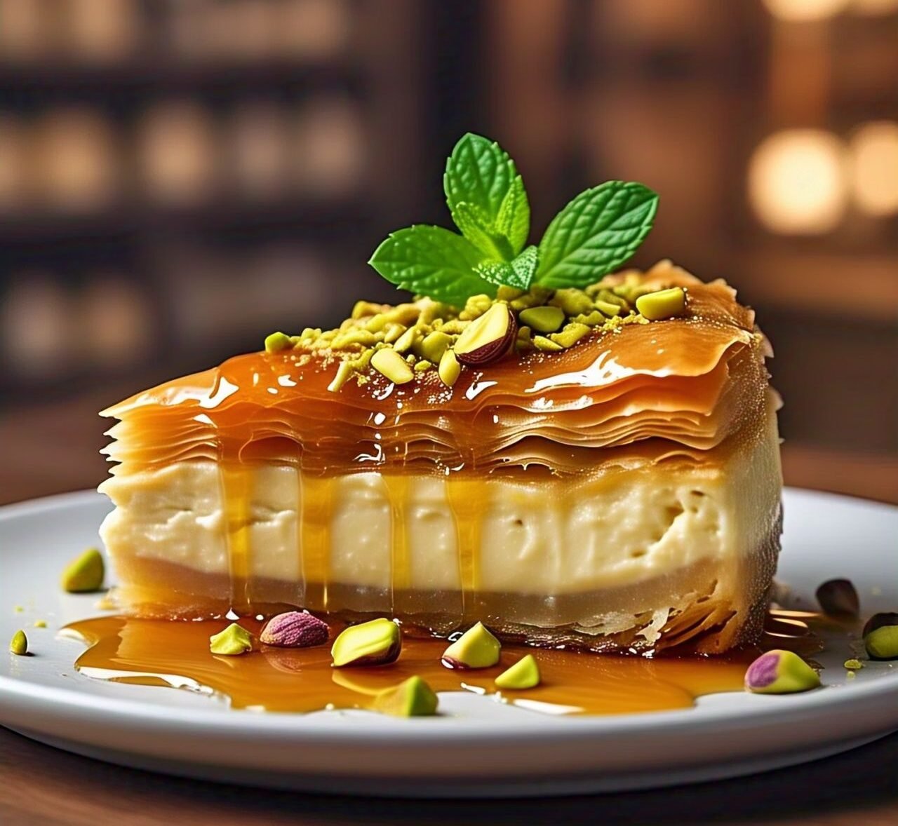 honey pistachio baklava cheesecake